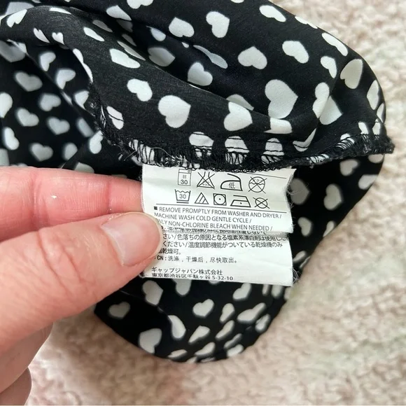 Old Navy Black White Ditzy Heart Print Long Sleeve Collared Dress Size XS - Picture 4 of 12